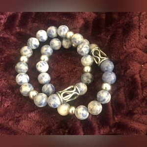 Blue and Silver Beaded Bracelet